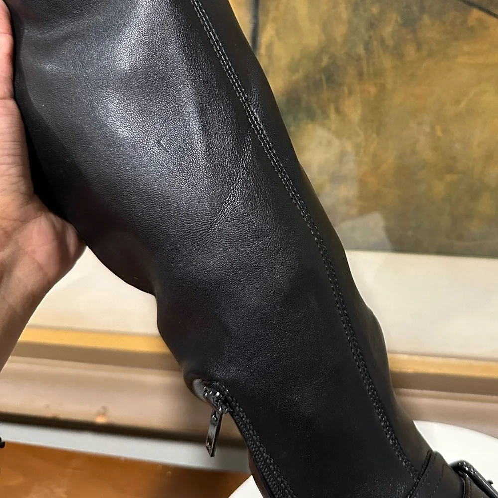 🌸MARC FISHER🌸 Ganven Lug Sole Biker Thigh-High Boots in Black Size: 6.5